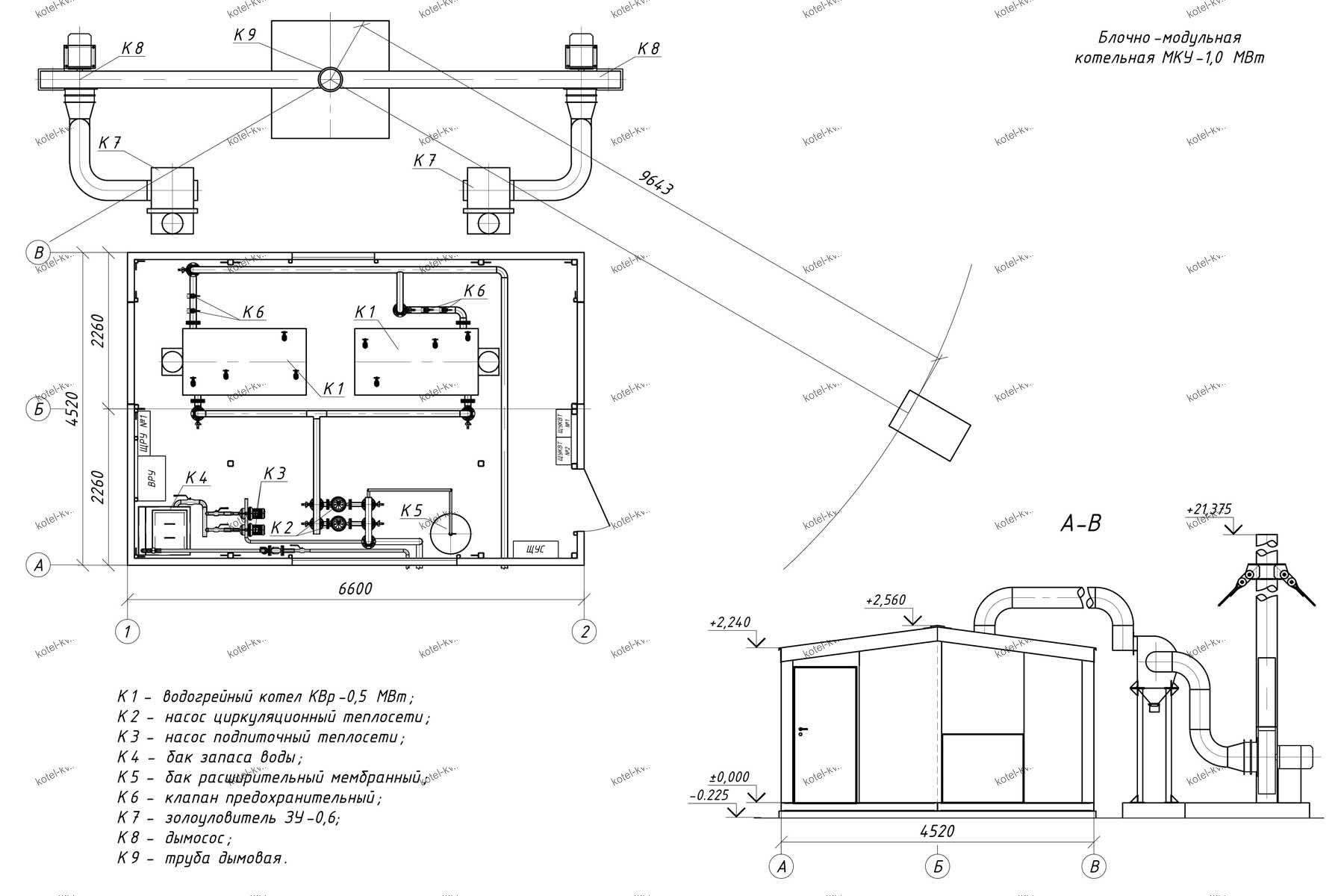 Блочная котельная газовая 2 МВТ чертеж